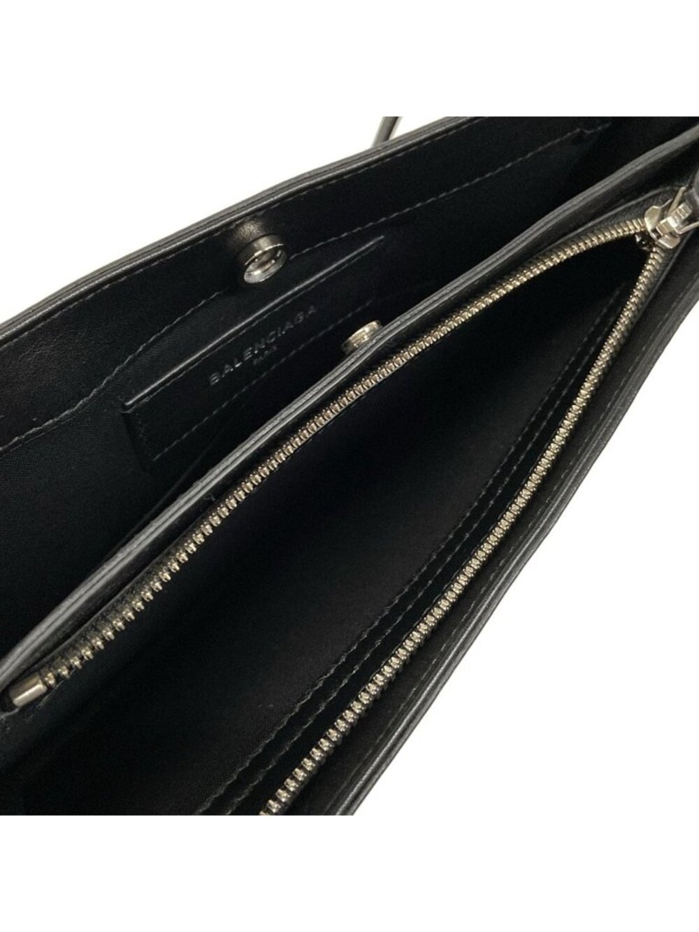 Balenciaga Shoulder Bag Navy Pochette Black Leather - Picture 7 of 15